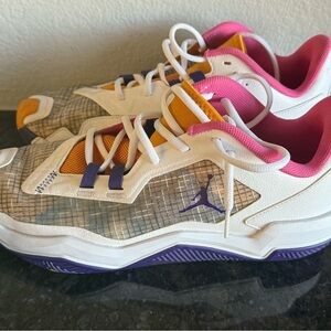 Nike Jordan One Take 4 White and Purple Athletic Sneakers